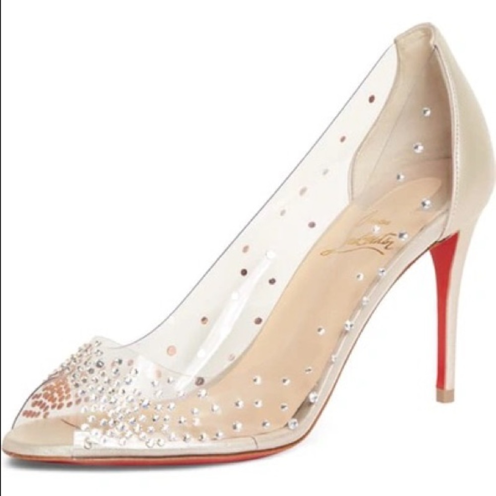 Christian Louboutin Sucre Glace Embelished Clear Sandal 85mm